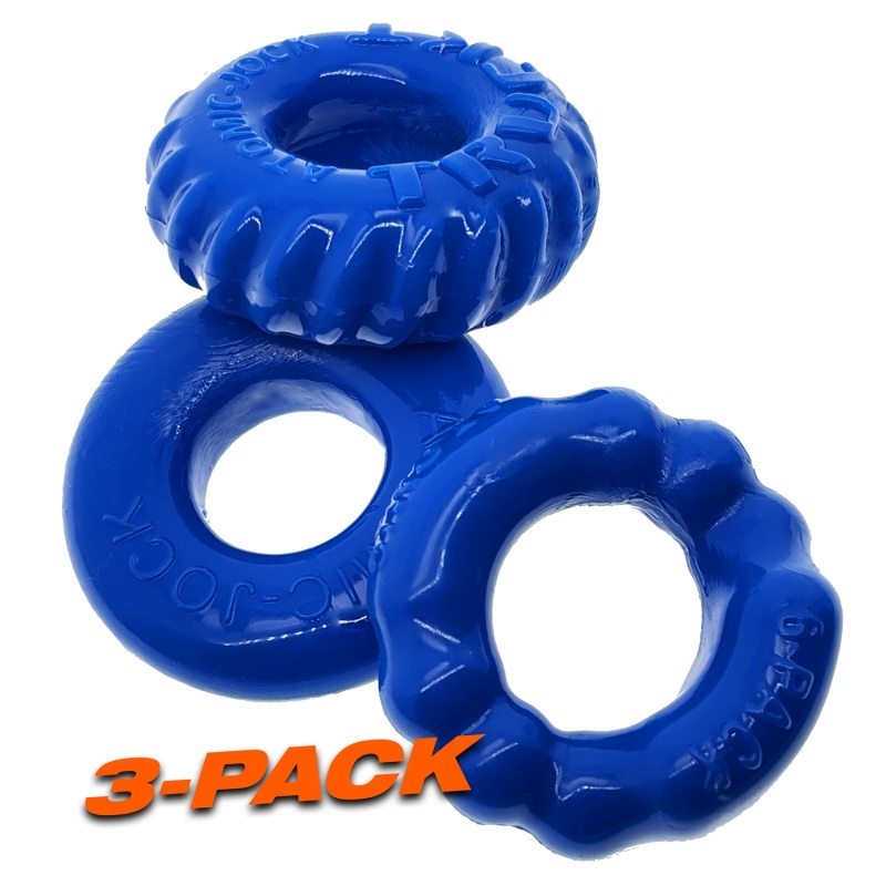 BONEMAKER Pack de 3 cockrings bleus 29482