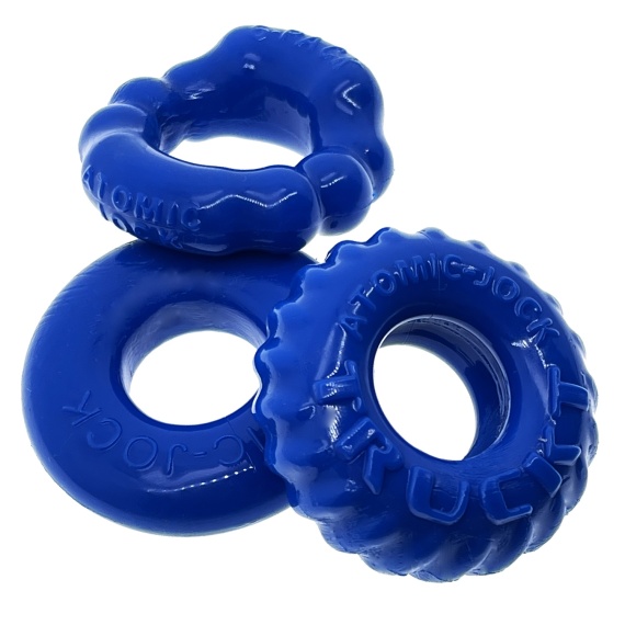 Cockring flexible OXBALLS OX BONEMAKER Pack de 3 cockrings bleus 29483