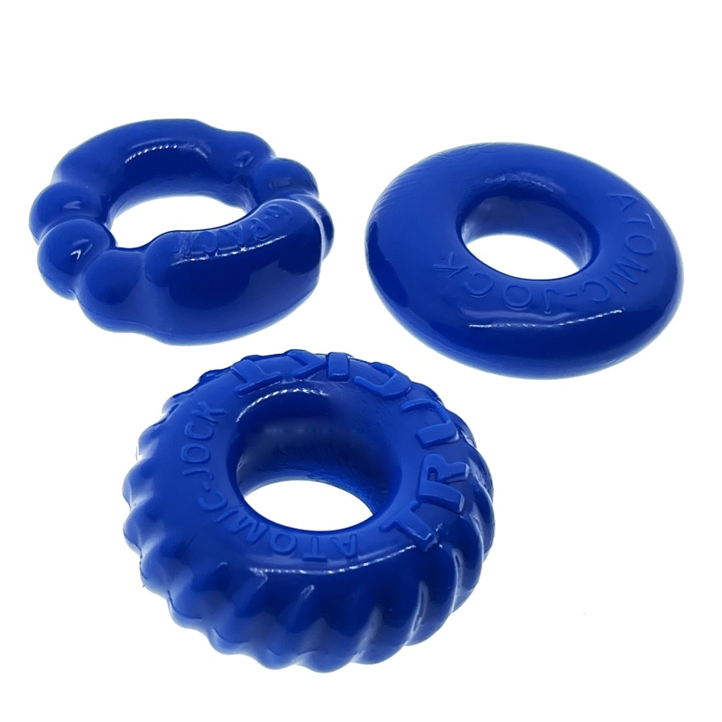 BONEMAKER Pack de 3 cockrings bleus 29484