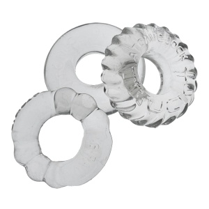 BONEMAKER Pack de 3 cockrings transparents 29490