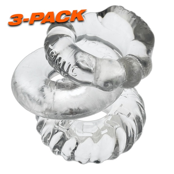 Cockring flexible OXBALLS OX BONEMAKER Pack de 3 cockrings transparents 29492