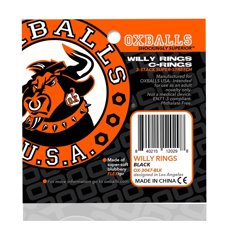 WILLY RINGS Pack 3 extensible blue cockrings 29616