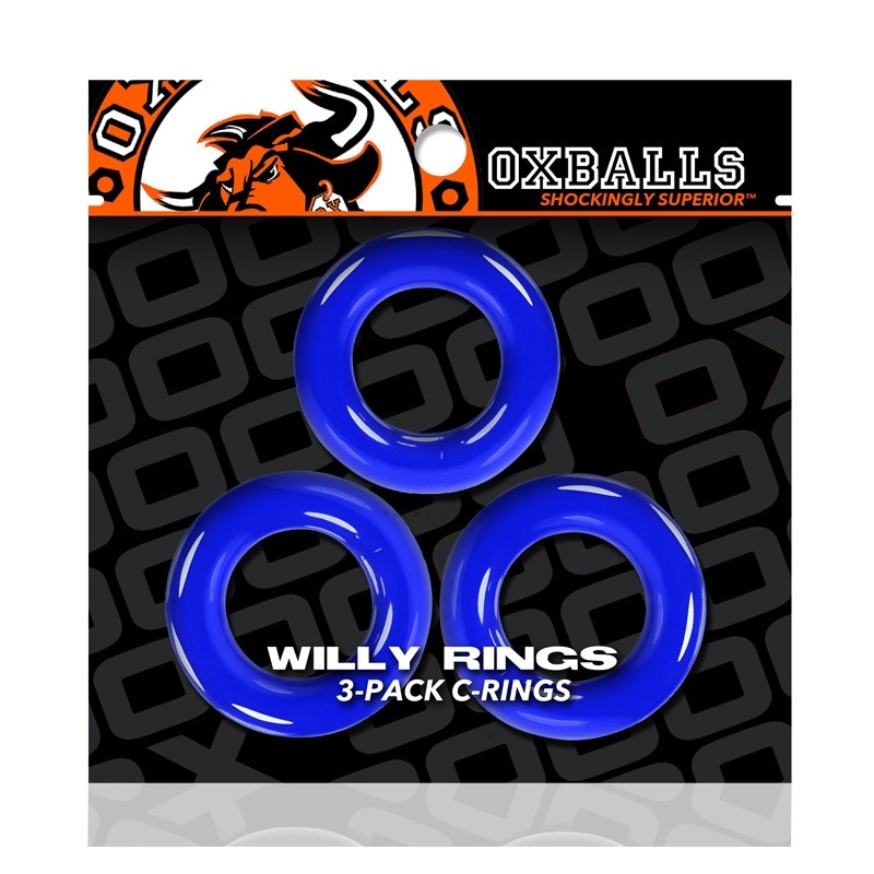 WILLY RINGS Pack 3 extensible blue cockrings 29621