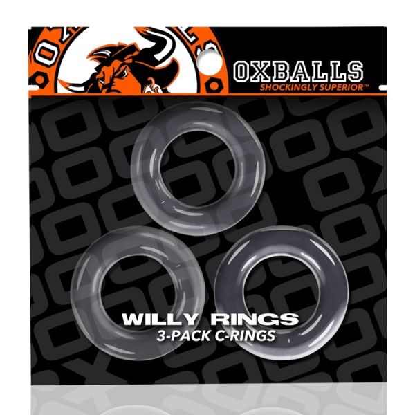 WILLY RINGS Pack 3 cockrings extensibles transparentes 29633