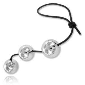 3 BALLS STEEL STAINLESS with 12" Leather String 29936