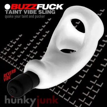 Hunky Junk Buzzfuck Cockring Sling, Taint-Vibrator | Dark-Ink