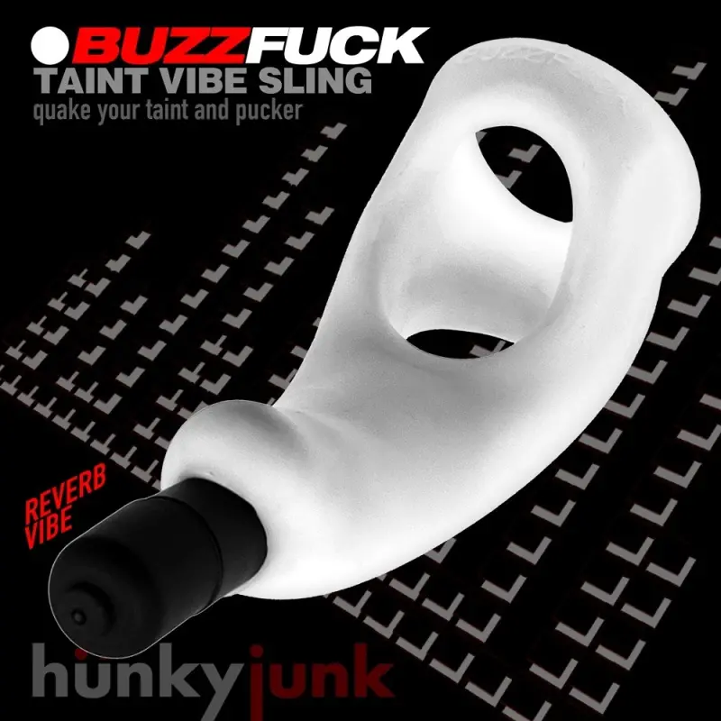 Hunky Junk Buzzfuck Cockring Sling, Taint-Vibrator | Dark-Ink