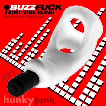 Hunky Junk Buzzfuck Cockring Sling, Taint-Vibrator | Dark-Ink