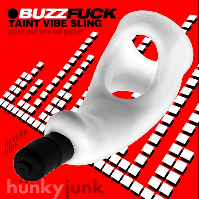 Hunky Junk Buzzfuck Cockring Sling, Taint-Vibrator | Dark-Ink