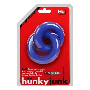 Hunky Junk Duo Linked Cock Ring, two-size chain-link set | Dark-Ink