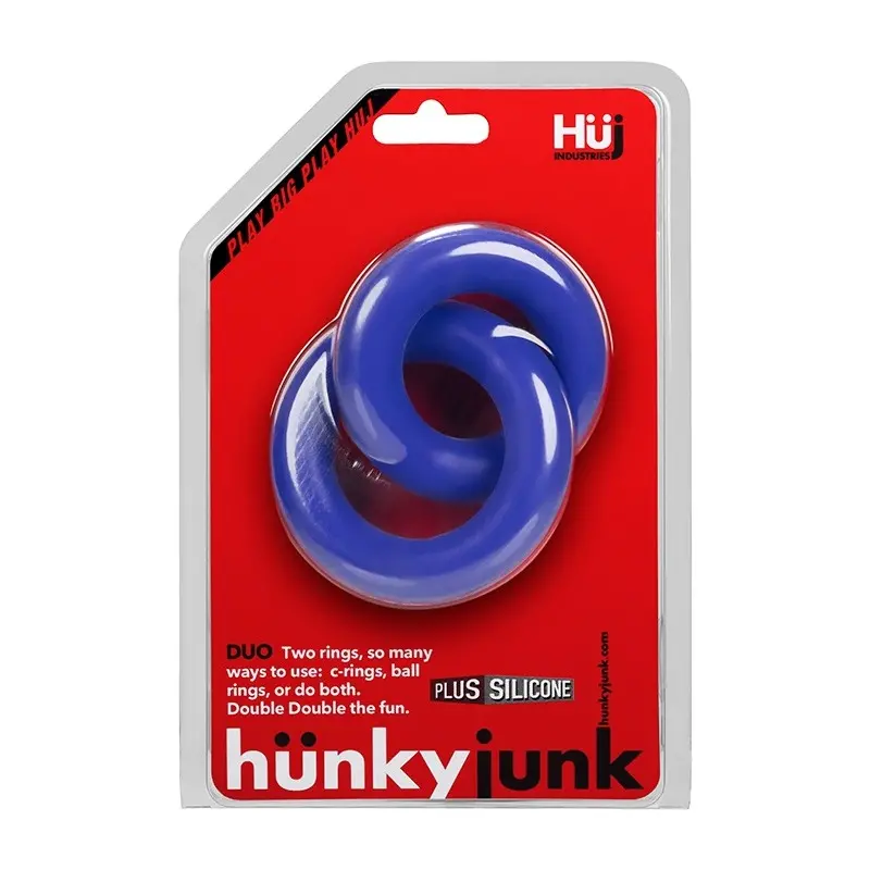 Hunky Junk Duo Linked Cock Ring, two-size chain-link set | Dark-Ink