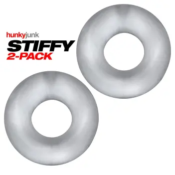 Cockring Stiffy Hunky Junk, 2 anillos no-roll silicona | Dark-Ink