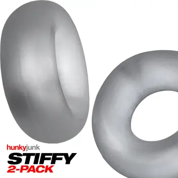 Cockring Stiffy Hunky Junk, 2 anillos no-roll silicona | Dark-Ink