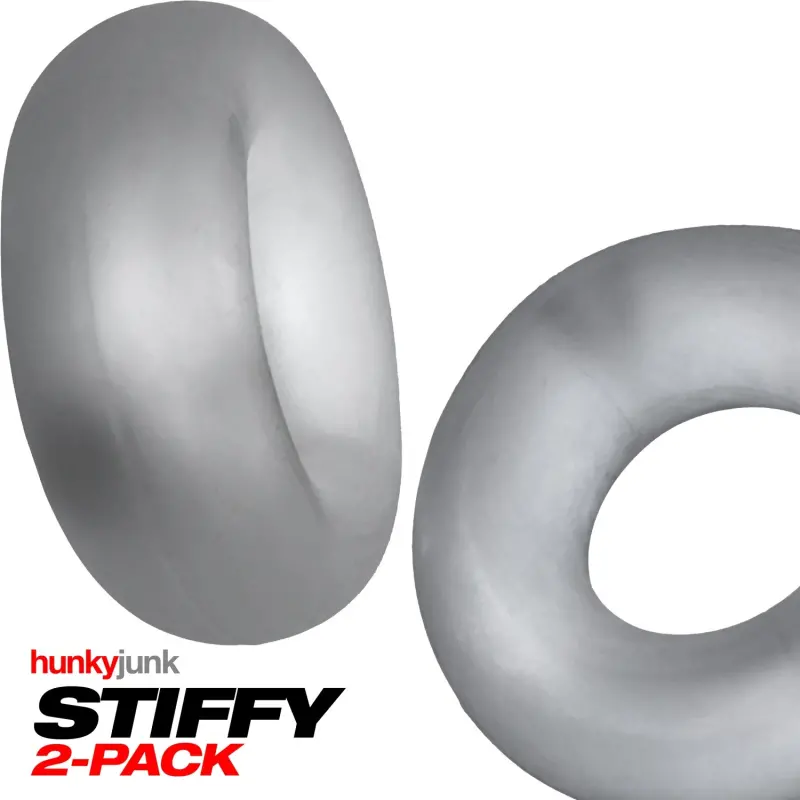 Cockring Stiffy Hunky Junk, 2 anillos no-roll silicona | Dark-Ink