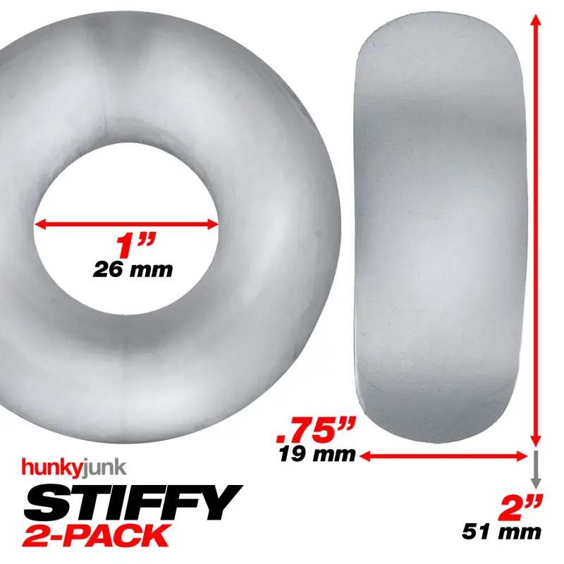 Cockring Stiffy Hunky Junk, 2 anillos no-roll silicona | Dark-Ink