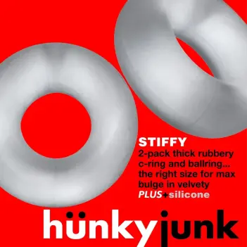Hunky Junk Stiffy Cockring, 2er-Pack No-Roll PLUS+Silicone | Dark-Ink