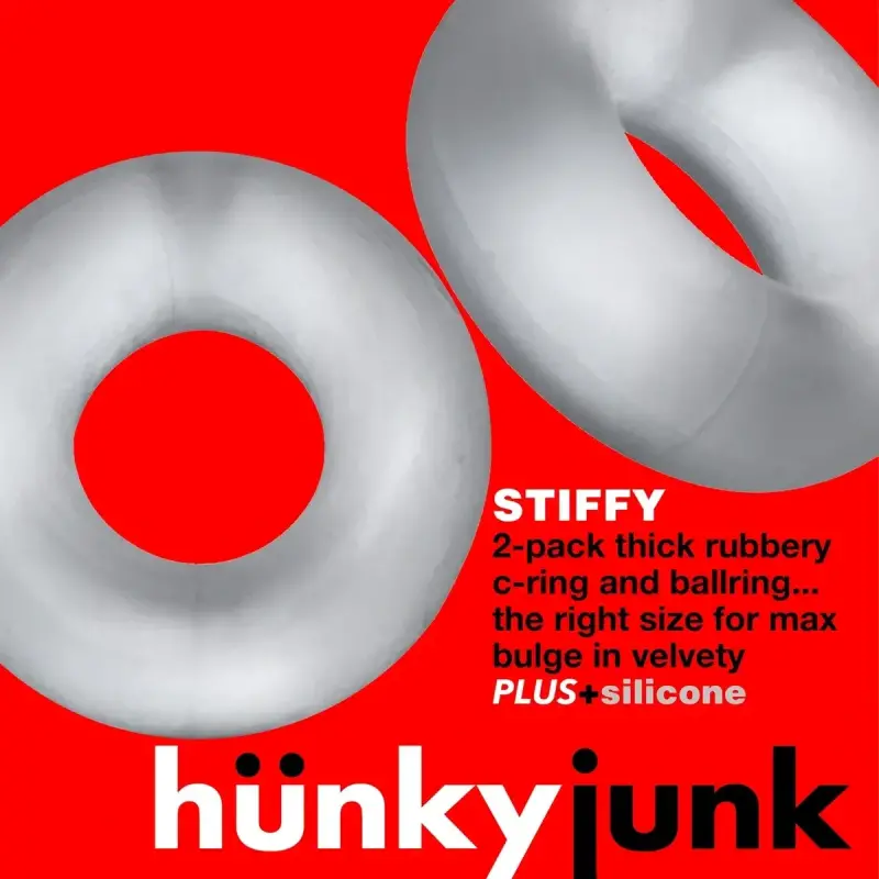 Cockring Stiffy Hunky Junk, 2 anillos no-roll silicona | Dark-Ink