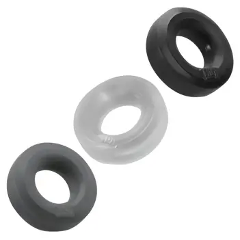 Hunky Junk HÜJ Cockring 3er-Pack, stapelbar Plus+Silicone | Dark-Ink