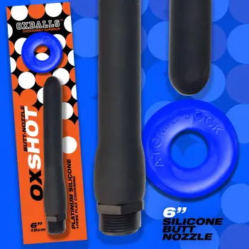 Oxballs OXSHOT Analdusche, Platinum-Silikon + Cockring | Dark-Ink
