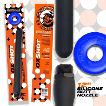 Ducha anal Oxballs OXSHOT, silicona platino + cockring | Dark-Ink