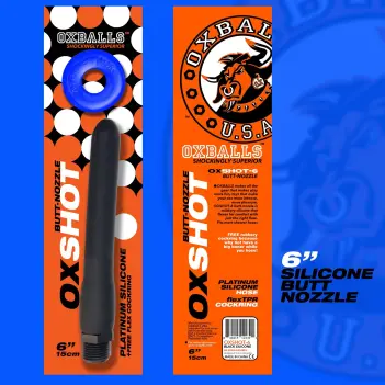 Oxballs OXSHOT Butt Nozzle, platinum silicone + cockring | Dark-Ink
