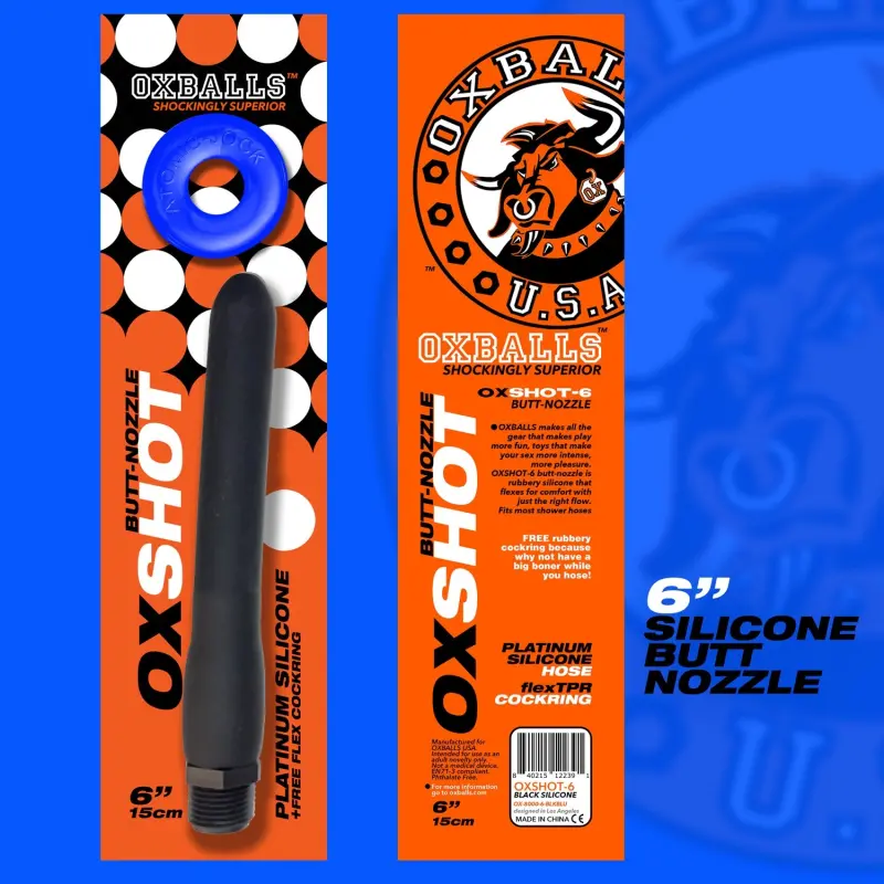 Oxballs OXSHOT Butt Nozzle, platinum silicone + cockring | Dark-Ink