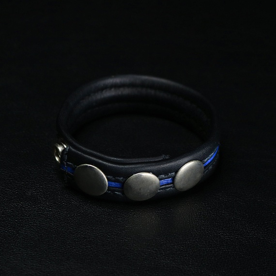 Cockring cuir Dark-Line Cockstrap Cuir Noir Bleu 33394