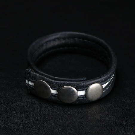 Leder Cockstrap DarkLine Black und Weiss 33406