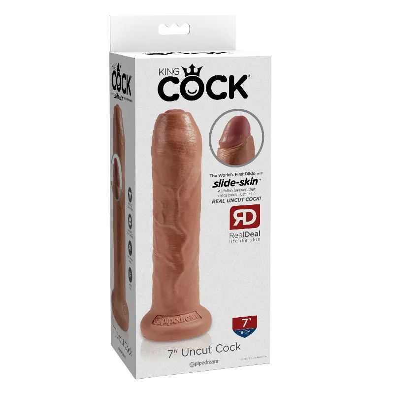 Dildo realista King Cock 7" con prepucio retráctil | Dark-Ink