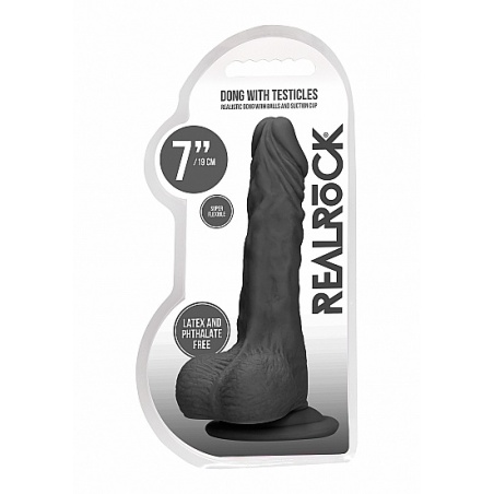 Gode ventouse réaliste avec testicules 18.6cm 35040