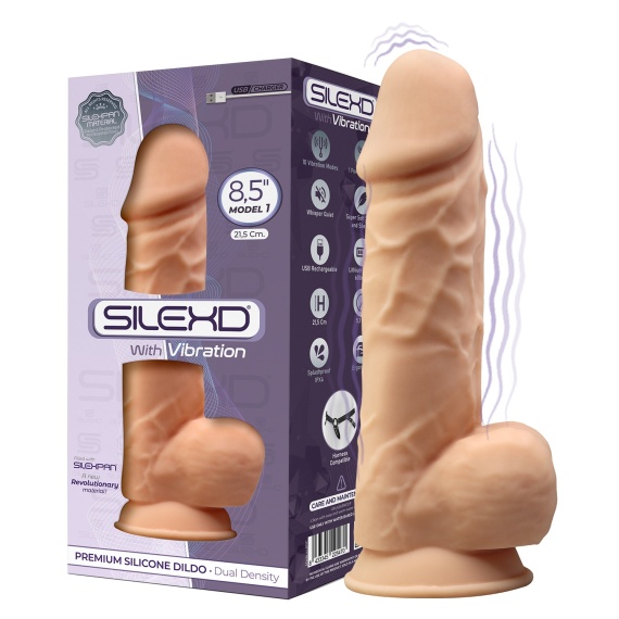 Realistic dildo SILEXD Flesh Double Density Vibrating Dildo 21.5 cm 35868