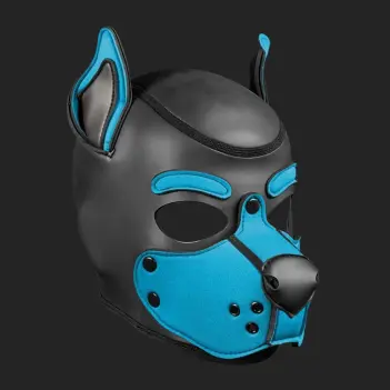 Mr S Leather K9 Hood Aqua neoprene puppy hood, posable ears | Dark-Ink
