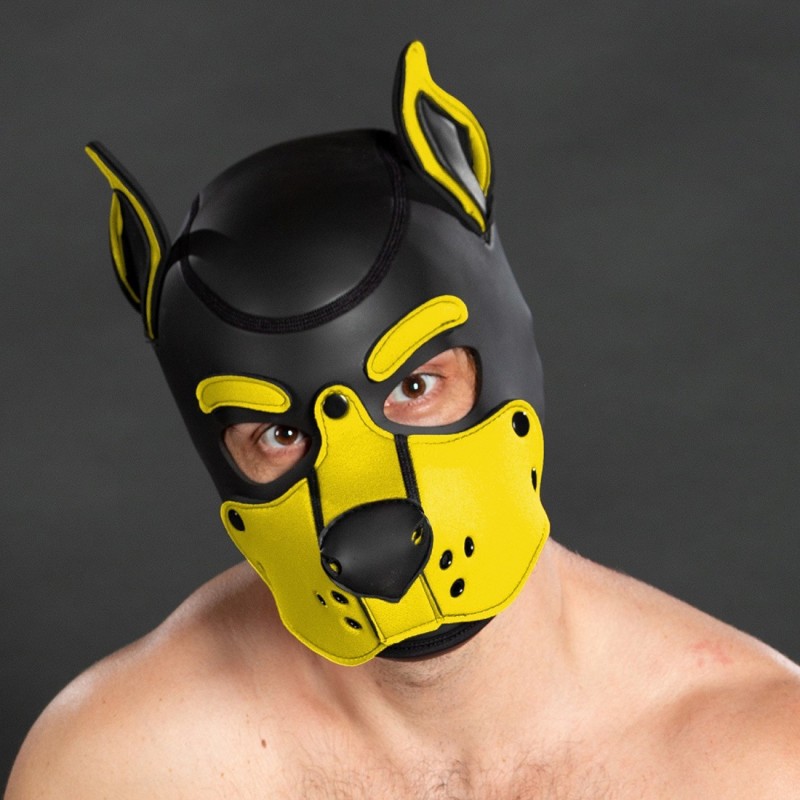 Mr S Leather K9 Hood Gelb | Puppy-Haube aus Neopren