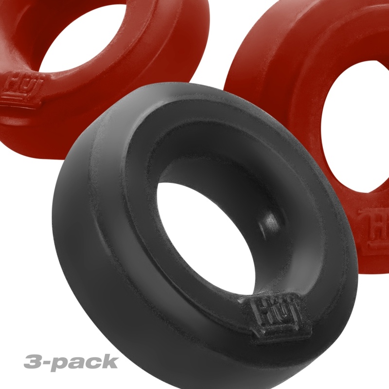 HÜJ Pack 3 Cockrings Black Cherry Ice 38652