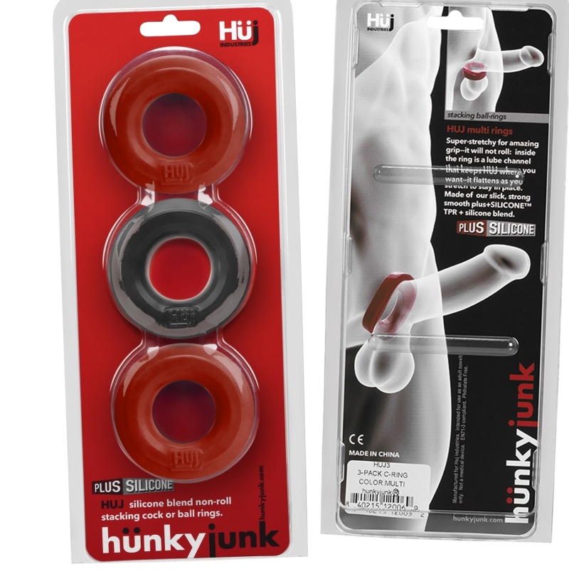 HÜJ Pack 3 Cockrings Black Cherry Ice 38654