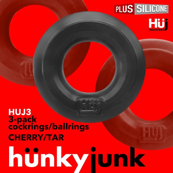 Silicone cockring Hünkyjunk HÜJ Pack 3 Cockrings Black Cherry Ice 38669