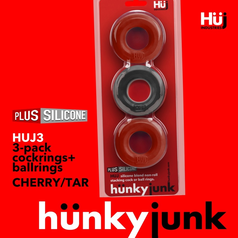 HÜJ Pack 3 Cockrings Black Cherry Ice 38670