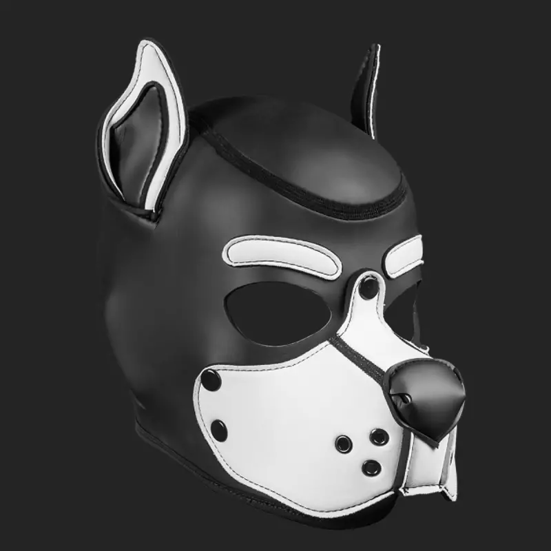 K9 Hood White Mr S Leather Puppy Hood, helles Weiß | Dark-Ink