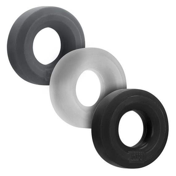 Cockring de silicona Hünkyjunk HÜJ Pack 3 Cockrings Tar Ice Stone 38732