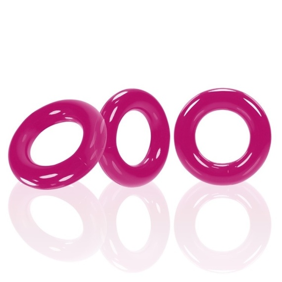 Cockring flexible OXBALLS WILLY RINGS Pack 3 cockrings Hot Pink extensibles 39228