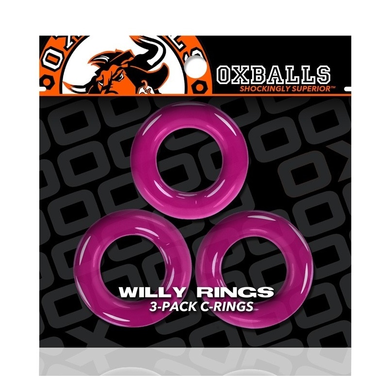 WILLY RINGS Pack 3 extensible Hot Pink cockrings 39229