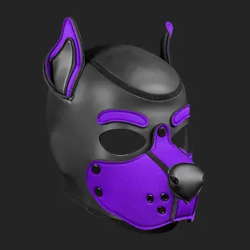 Mr S Leather K9 Hood Purple, neoprene puppy hood | Dark-Ink