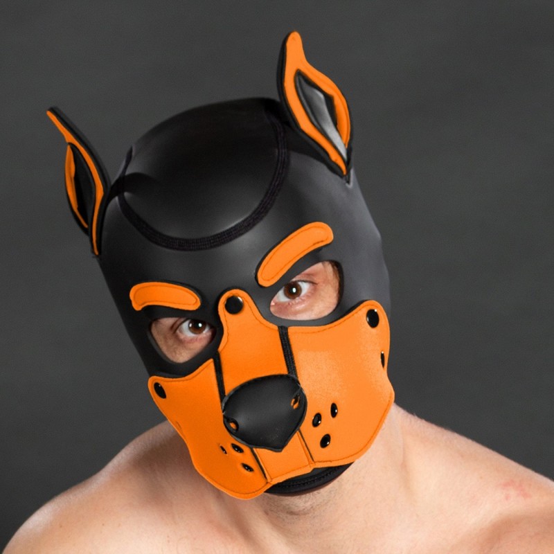 Mr S Leather K9 Hood Orange | Capucha Puppy de neopreno