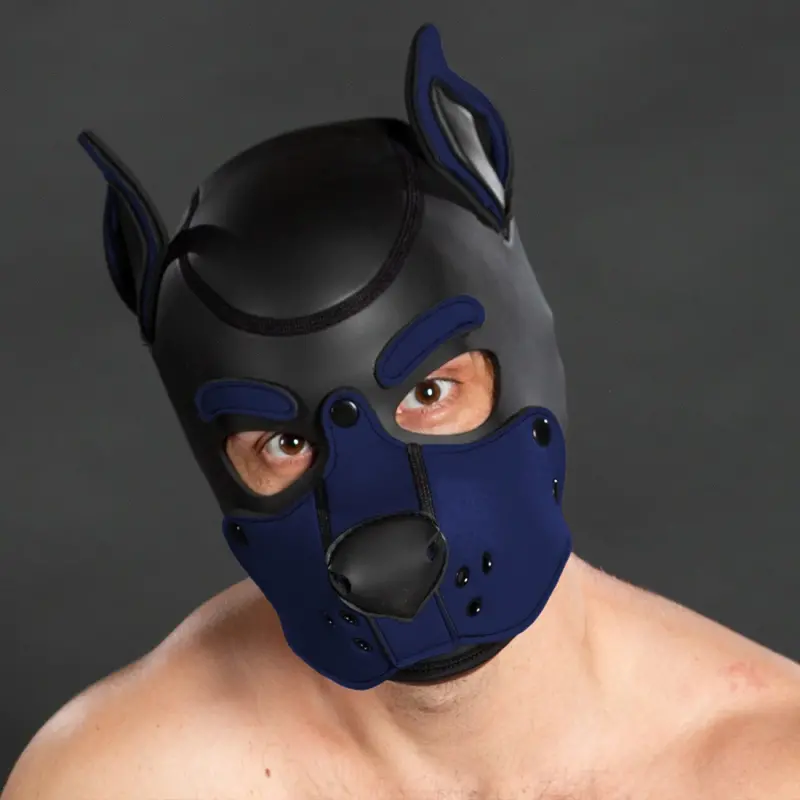 Mr S Leather K9 Hood Navy, Puppy-Maske aus Neopren | Dark-Ink