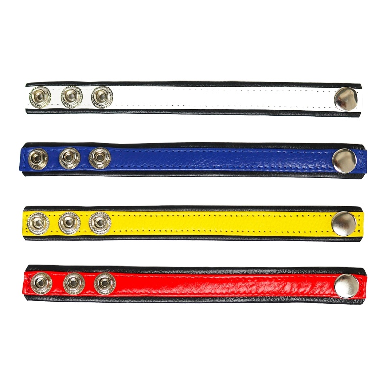 Rainbow adjustable leather CockRing Yellow 41559