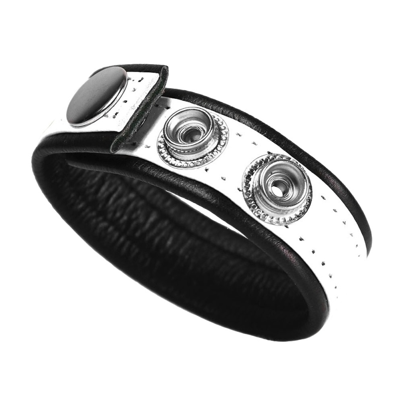 Rainbow adjustable leather CockRing White 41670