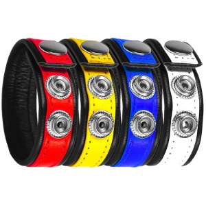 Rainbow Cockring de cuero ajustable Blanco 41671