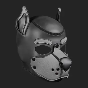 Mr S Leather K9 Hood Grey neoprene puppy hood, grey panels | Dark-Ink
