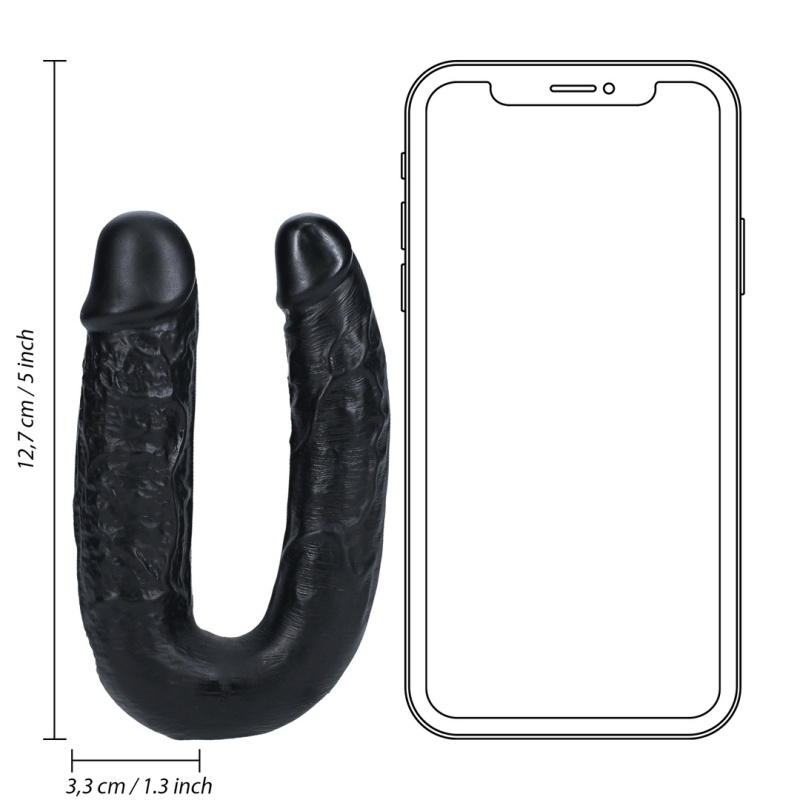 U Shaped Double Dildo Black 12.7 cm 43621