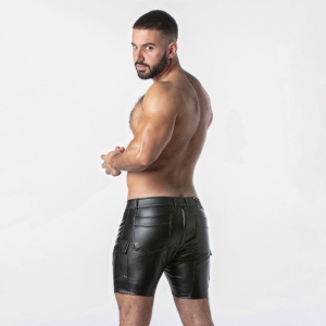 Punch Hole Leatherette Cargo Short 43721